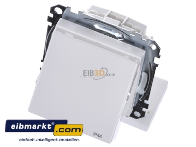 Ansicht oben vorne Merten MEG2414-0319 SCHUKO-Steckdose pws/gl m.Klappdeckel IP44 