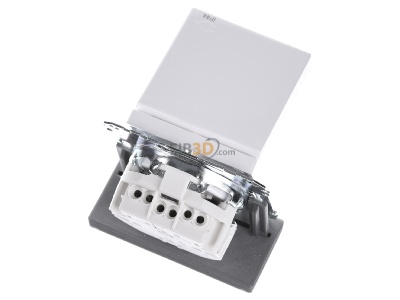 Ansicht oben hinten Merten MEG2414-0325 SCHUKO-Steckdose aws/gl m.Klappdeckel IP44 