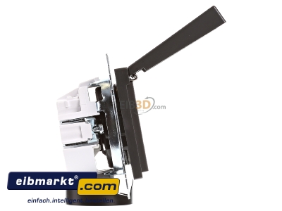 Ansicht links Merten MEG2414-0414 SCHUKO-Steckdose anth m.Klappdeckel IP44 