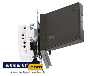 Ansicht oben links Merten MEG2414-0414 SCHUKO-Steckdose anth m.Klappdeckel IP44 