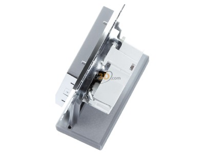 Ansicht oben rechts Merten MEG2500-0460 Steckdose alu Schutzk.stift BRS 