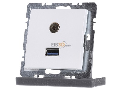 Frontansicht Berker 3315391909 Steckdose USB/3,5mm Audio polarwei matt 