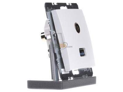 Ansicht links Berker 3315391909 Steckdose USB/3,5mm Audio polarwei matt 