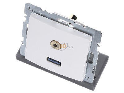 Ansicht oben vorne Berker 3315391909 Steckdose USB/3,5mm Audio polarwei matt 