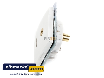 Ansicht oben rechts Steckdose USB/3,5mm Audio polarwei glnzend 3315398989 Berker 3315398989