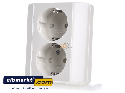 Frontansicht Peha D 80.6512 SI W Steckdose SCHUKO 2f,erh.Berhrs., ws 
