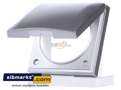 Frontansicht Berker 918282578 Rahmen 1fach chrom/matt lack.m. Klappdeckel 