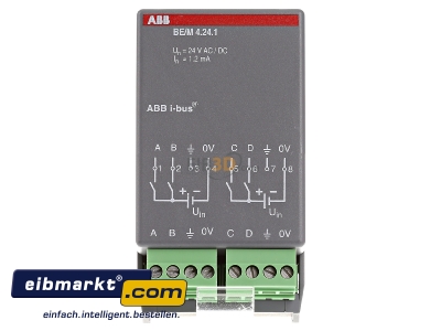 Front view ABB Stotz S&J BE/M 4.24.1 Binary input for bus system 4-ch 
