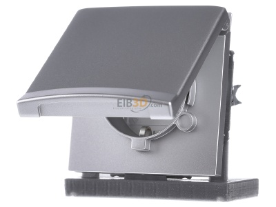 Frontansicht Busch Jaeger 20 EUGKB-33-101 Schuko-Steckdoseneinsatz IP44 alusilber 