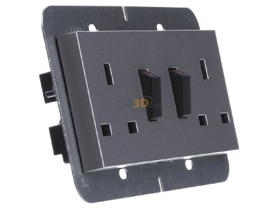 Ansicht links Gira 278326 Doppelsteckdose 13A KS abschaltbar alu 