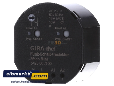 Frontansicht Gira 542500 Funk Schalt-/Tastaktor Mini 2fach 
