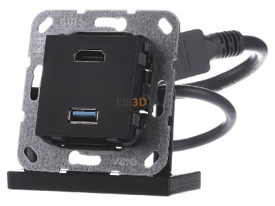 Frontansicht Gira 567910 UP Tragring HDMI und USB A sw Kabelpeitsche 