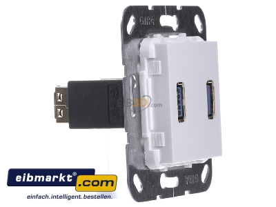 Ansicht links Gira 568403 USB 3.0 A 2fach rws Gender Changer 