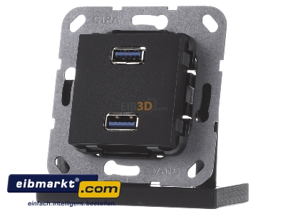 Frontansicht Gira 568410 USB 3.0 A 2fach sw matt Gender Changer 