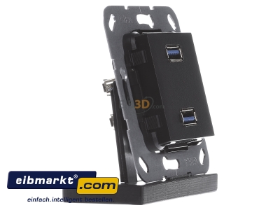Ansicht links Gira 568410 USB 3.0 A 2fach sw matt Gender Changer 