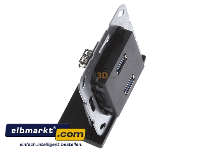 Ansicht oben links Gira 568410 USB 3.0 A 2fach sw matt Gender Changer 