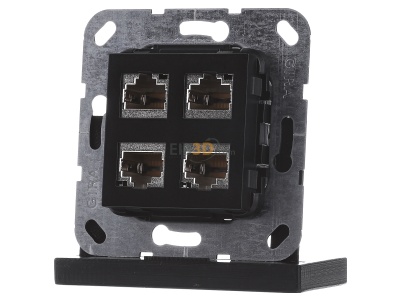 Frontansicht Gira 569810 Modular Jack RJ45 Cat6A sw matt 4fach 