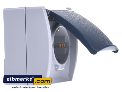 Ansicht links Busch-Jaeger 20 EWN-53 Schuko-Steckdose mit Namensschild 