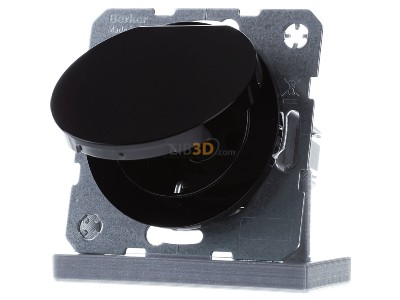 Frontansicht Berker 47512045 SCHUKO-Steckdose sw/gl m. Klappdeckel 
