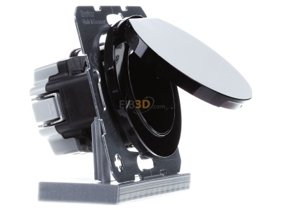 Ansicht links Berker 47512045 SCHUKO-Steckdose sw/gl m. Klappdeckel 