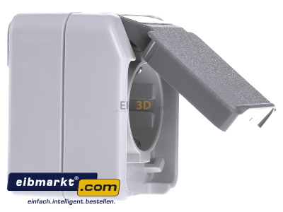 Ansicht links Merten MEG2300-8029 SCHUKO-Steckdose lichtgrau 