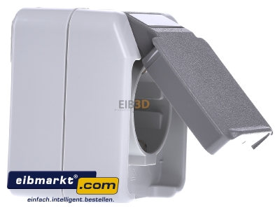 Ansicht links Merten MEG2301-8029 SCHUKO-Steckdose lichtgrau 