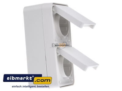 Ansicht links Berker 47703522 SCHUKO-Steckdose 2fach senkrecht polarwei� 