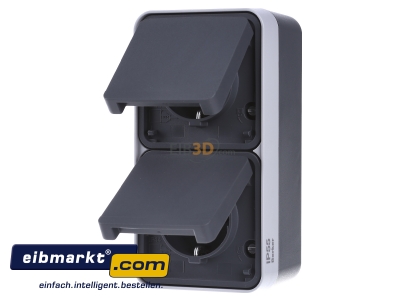 Front view Berker 47703525 Socket outlet protective contact grey - 
