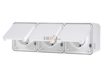 Frontansicht Berker 47733512 SCHUKO-Steckdose 3fach Klappdeck. polarwei� 