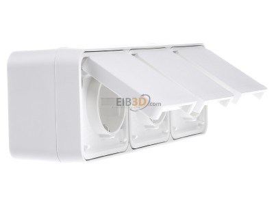 Ansicht links Berker 47733512 SCHUKO-Steckdose 3fach Klappdeck. polarwei� 