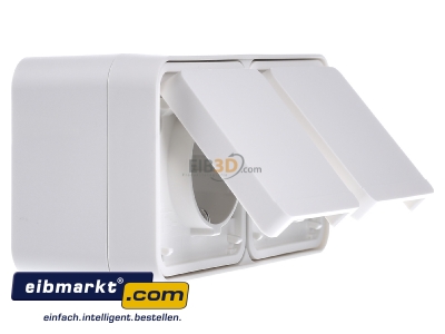 Ansicht links Berker 47843512 SCHUKO-Steckdose 2fach waagerecht polarwei� 