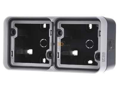 Front view Berker 6719323515 Surface mounted housing 2-gang grey 
