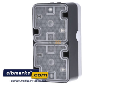 Back view Berker 6719333505 Surface mounted housing 2-gang grey - 
