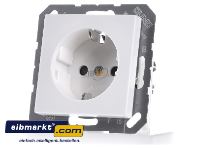 Front view Jung A 1520 KI WW Socket outlet protective contact white - 
