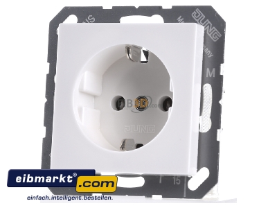 Front view Jung A 1520 N WW Socket outlet protective contact white 
