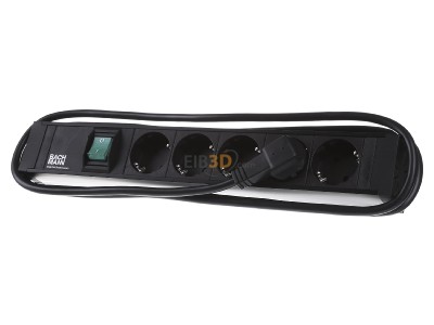 Frontansicht Bachmann 420.0013 Steckdosenleiste 5xSchuko mit Schalter 2m 