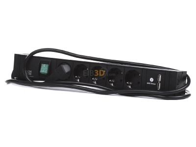 Frontansicht Bachmann 420.0021 Steckdosenleiste 5xSchuko 1xSchalter 1xUSB 2m 
