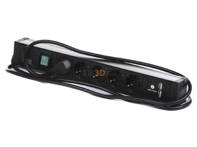 Ansicht oben vorne Bachmann 420.0021 Steckdosenleiste 5xSchuko 1xSchalter 1xUSB 2m 