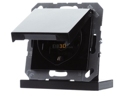 Frontansicht Jung A 1520 KL SW SCHUKO-Steckdose 16A�250V Klappdeckel 