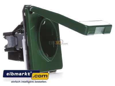 Ansicht links Jung CD1520BFNAKLGN SCHUKO-Steckdose 16A�250V Klappdeckel CD 1520 BFNAKL GN