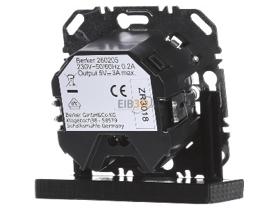 Back view Berker 260205 USB power supply
