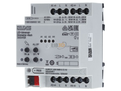 Front view Jung 39004 1S R KNX LED universal dimming actuator 4-fold - special offer
