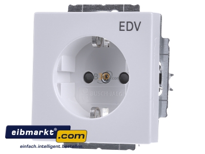 Frontansicht Busch-Jaeger 20 EUCKS/DV-84 Schuko-Steckdose dav/sws mit Aufdruck EDV 