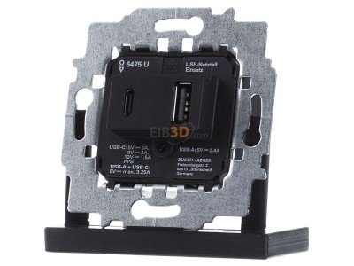 Frontansicht Busch Jaeger 6475 U Netzteil-Einsatz USB A+C 