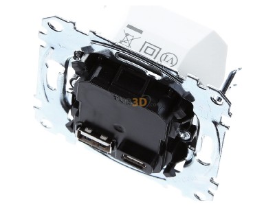 Ansicht oben vorne Merten MEG4366-0120 USB-Ladeeinsatz Typ A+C mit Power-Delivery-T,_- Aktionsartikel