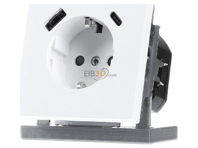Front view Busch Jaeger 20 EUCB2USBAC-44M Socket outlet protective contact 
