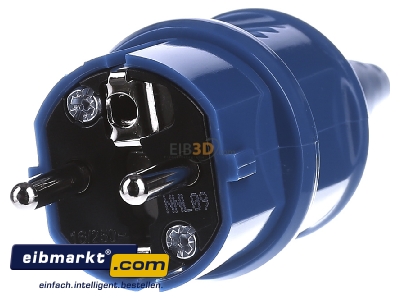 Front view Mennekes 10838 Schuko plug blue
