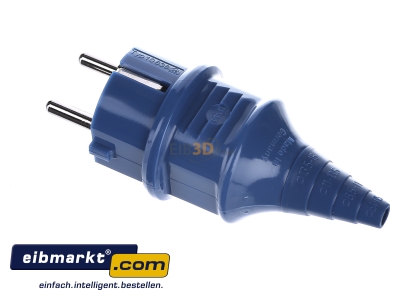 View top right Mennekes 10838 Schuko plug blue
