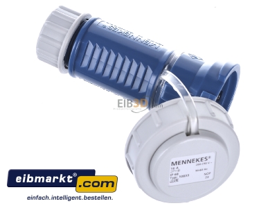 Ansicht oben links Mennekes 10833 Schuko-Kupplung 16A,2p+E,230V,bl DWD 