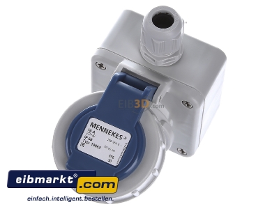 View up front Mennekes 10863 Socket outlet protective contact blue
